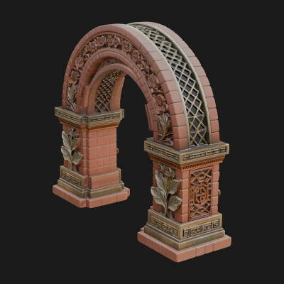 Carved Stone Garden Arch Design 20 3D Print Model