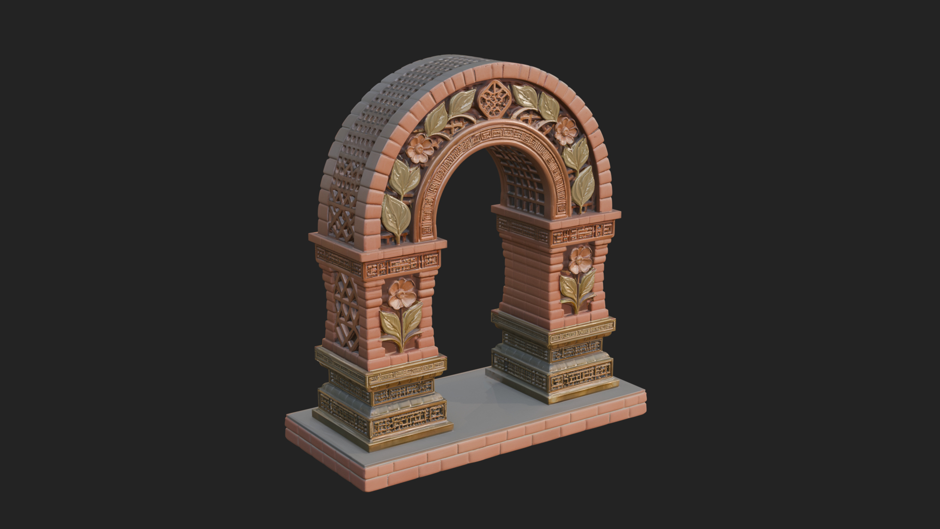 Carved Stone Garden Arch Design 21 3D Print Model 3D Model