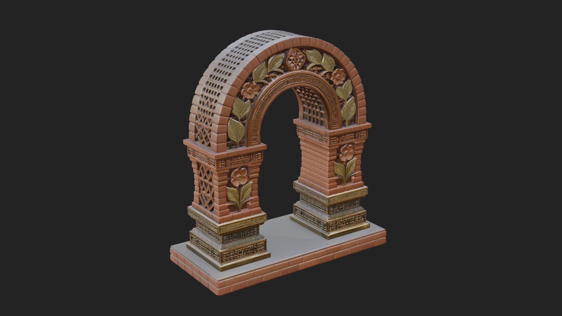 Carved Stone Garden Arch Design 21 3D Print Model 3D Model