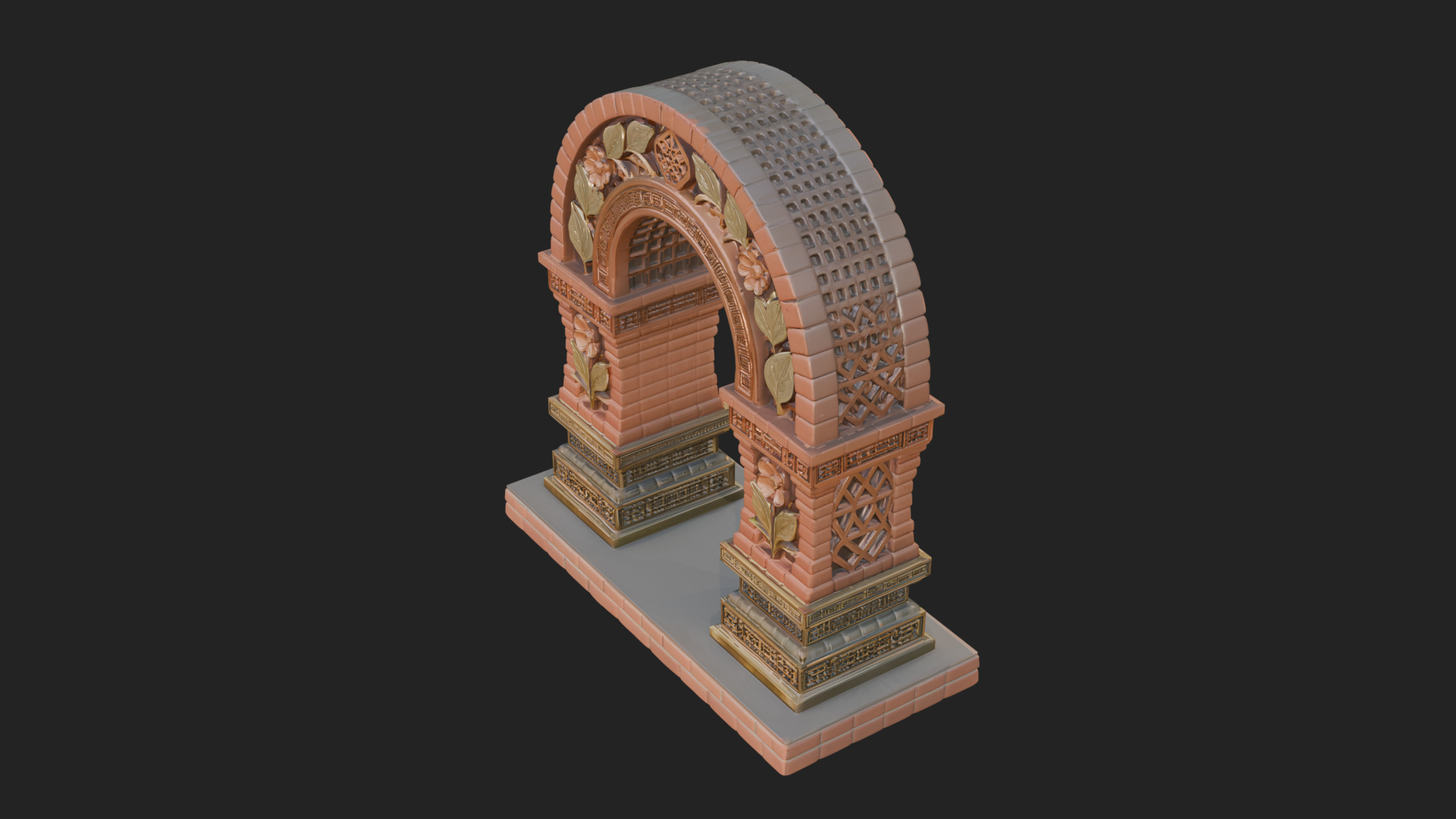 Carved Stone Garden Arch Design 21 3D Print Model 3D Model