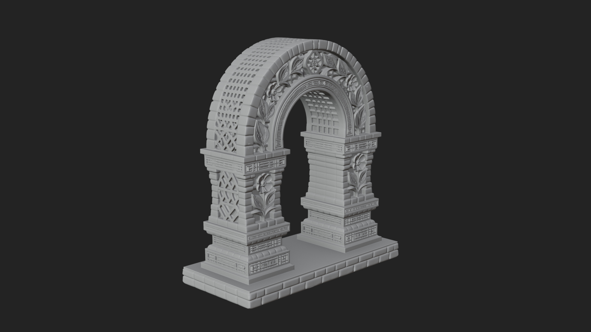 Carved Stone Garden Arch Design 21 3D Print Model 3D Model