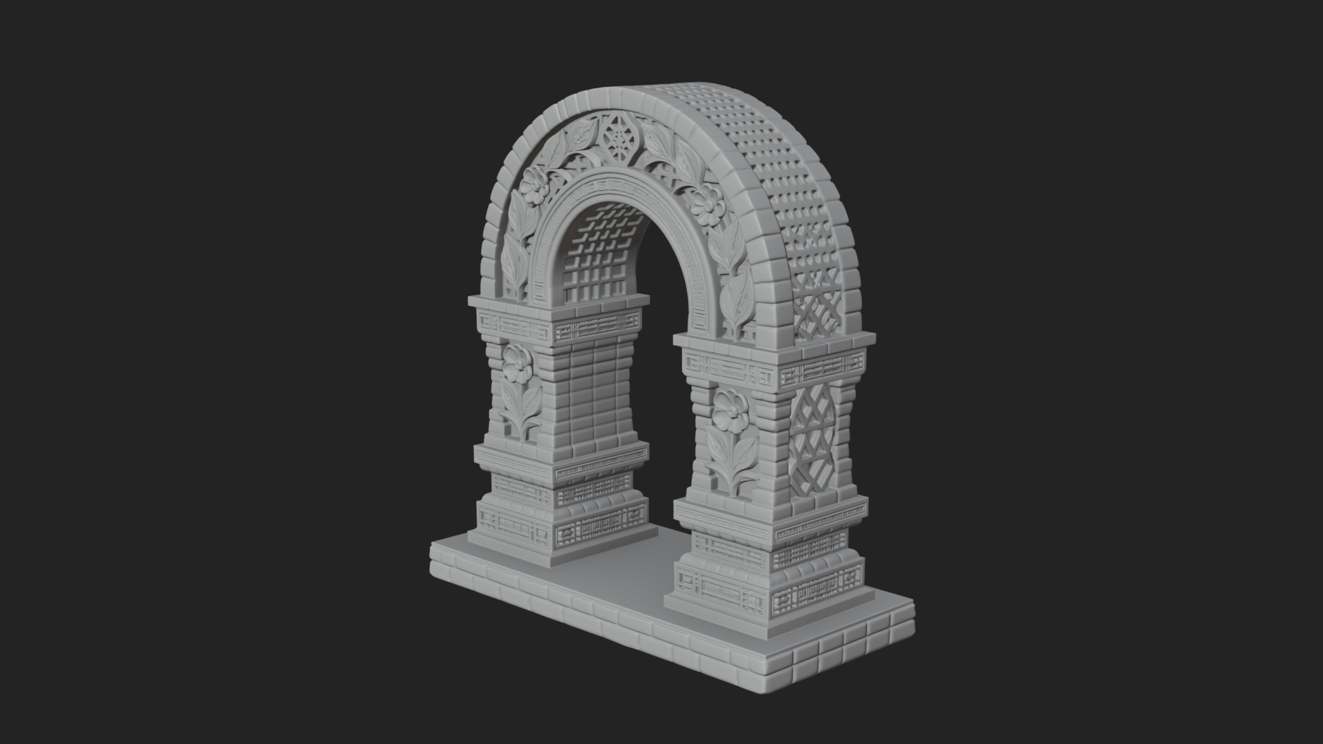Carved Stone Garden Arch Design 21 3D Print Model 3D Model