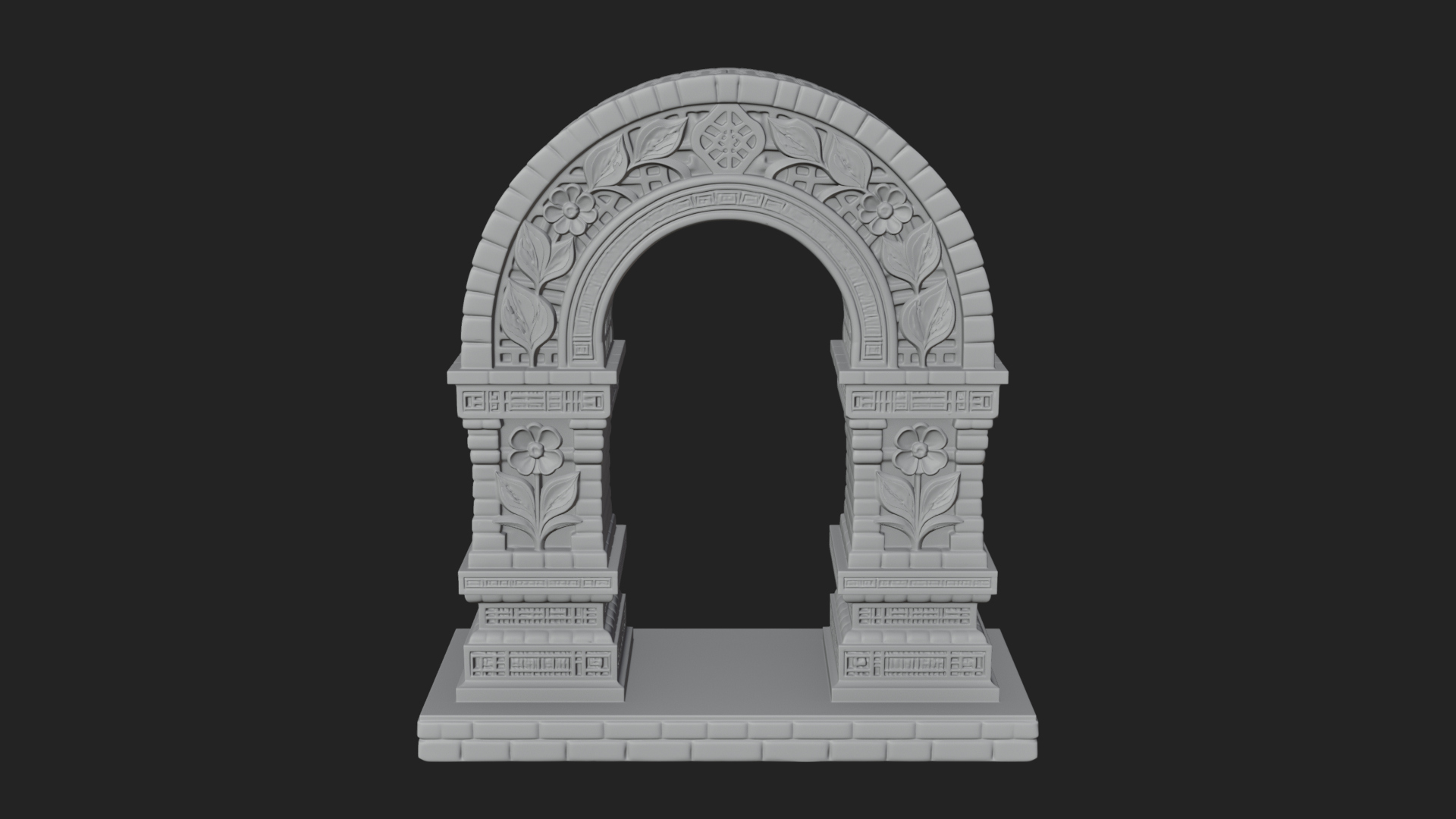 Carved Stone Garden Arch Design 21 3D Print Model 3D Model