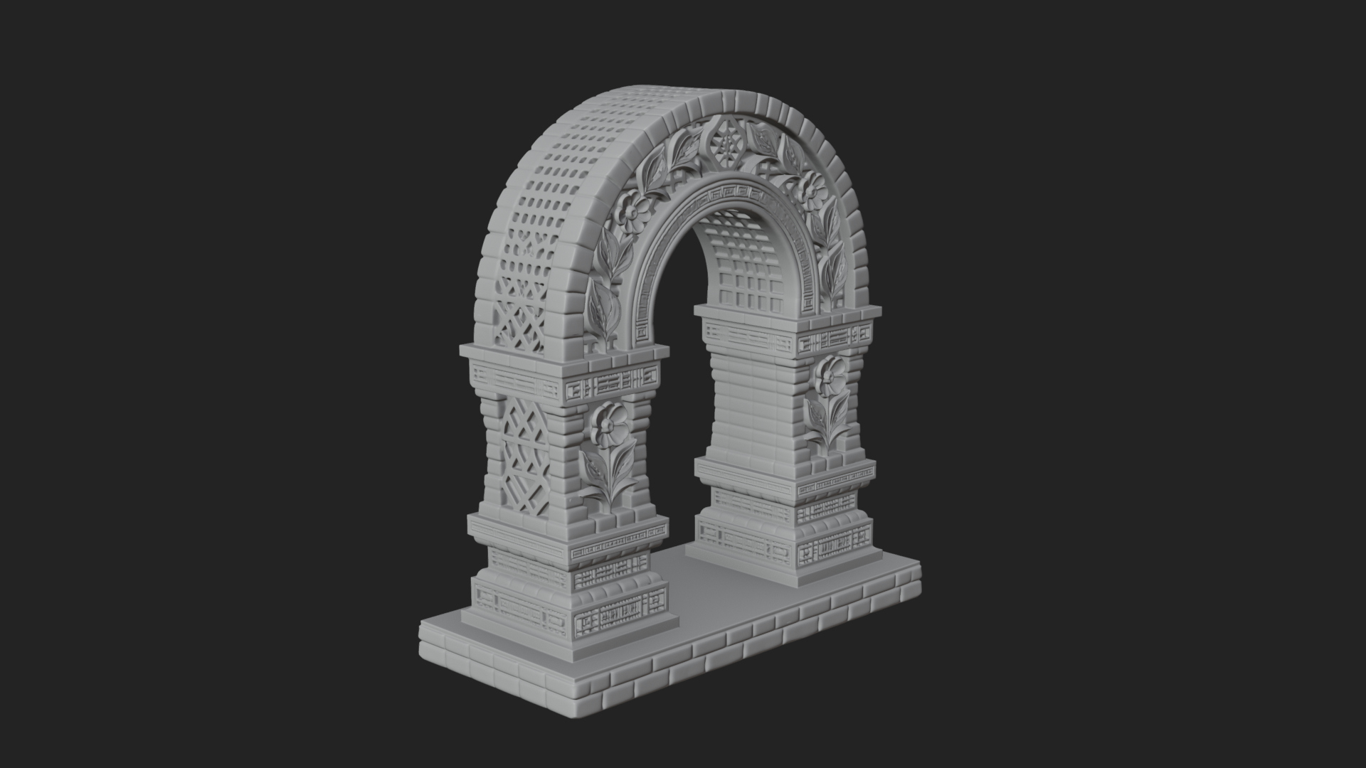 Carved Stone Garden Arch Design 21 3D Print Model 3D Model