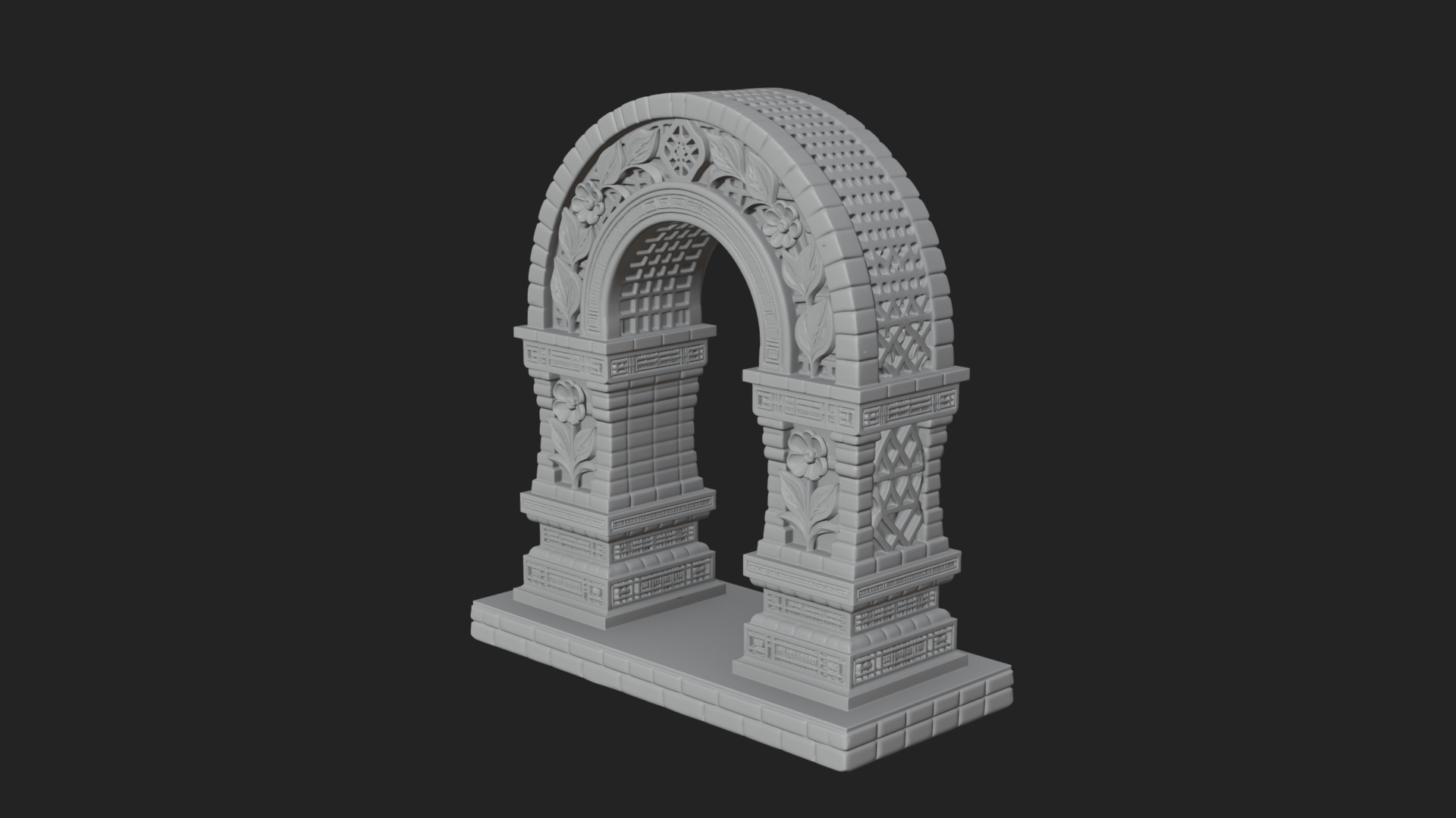Carved Stone Garden Arch Design 21 3D Print Model 3D Model