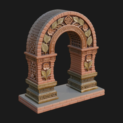 Carved Stone Garden Arch Design 21 3D Print Model