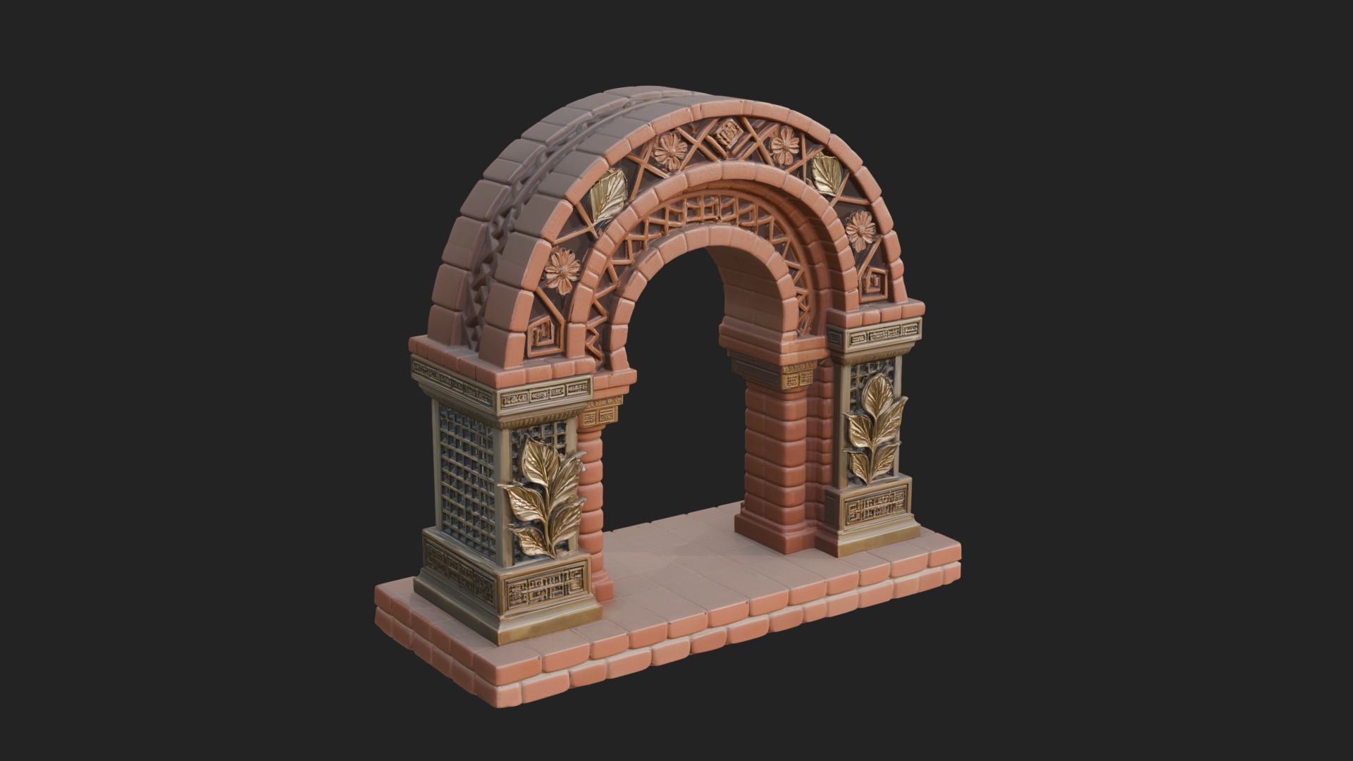 Carved Stone Garden Arch Design 22 3D Print Model 3D Model