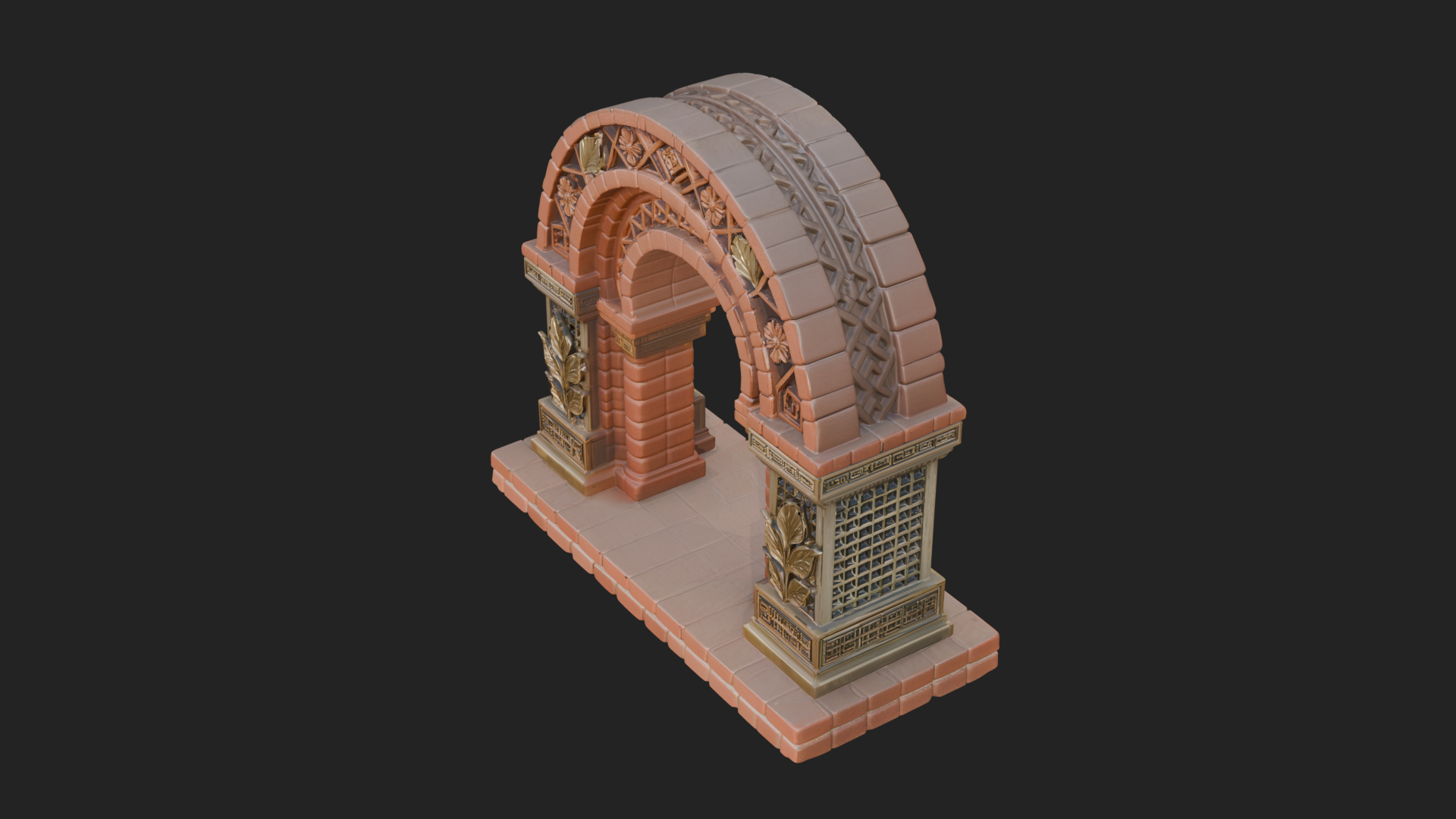 Carved Stone Garden Arch Design 22 3D Print Model 3D Model