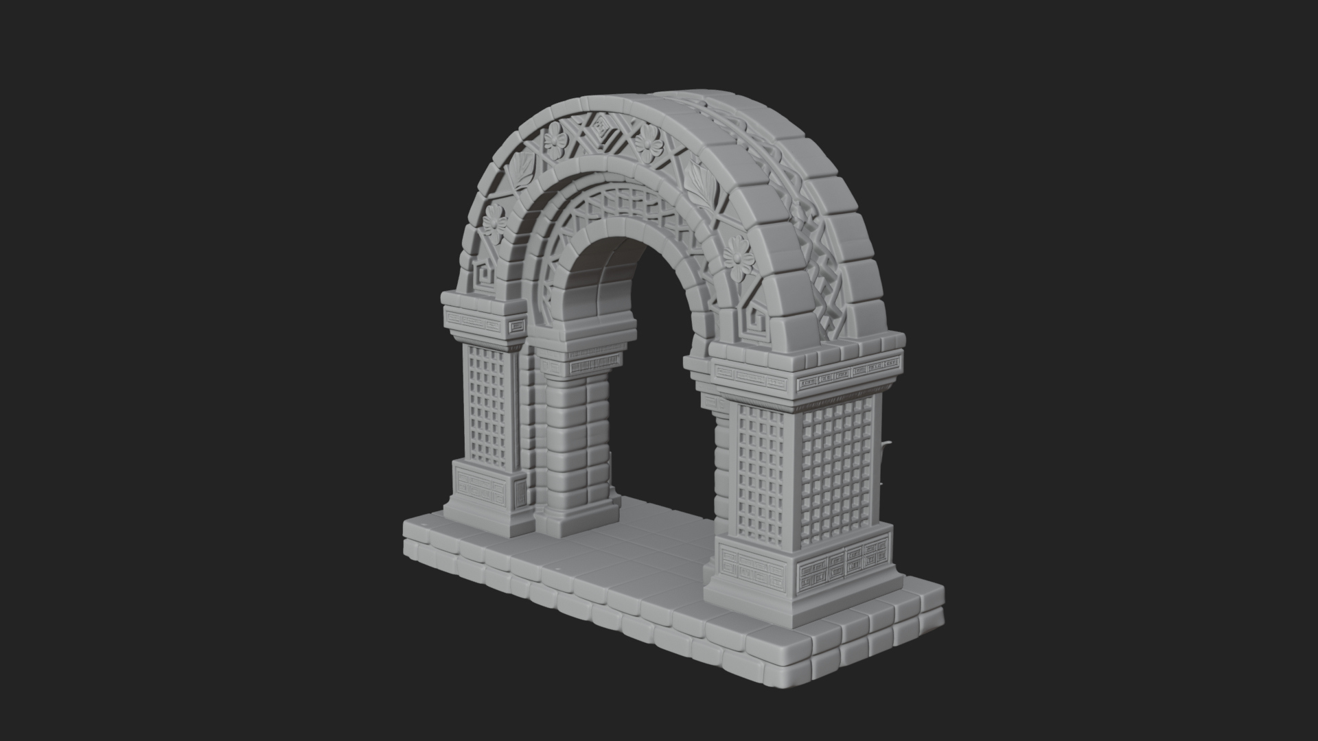 Carved Stone Garden Arch Design 22 3D Print Model 3D Model