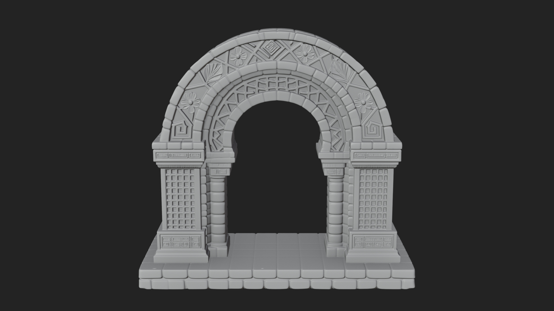 Carved Stone Garden Arch Design 22 3D Print Model 3D Model