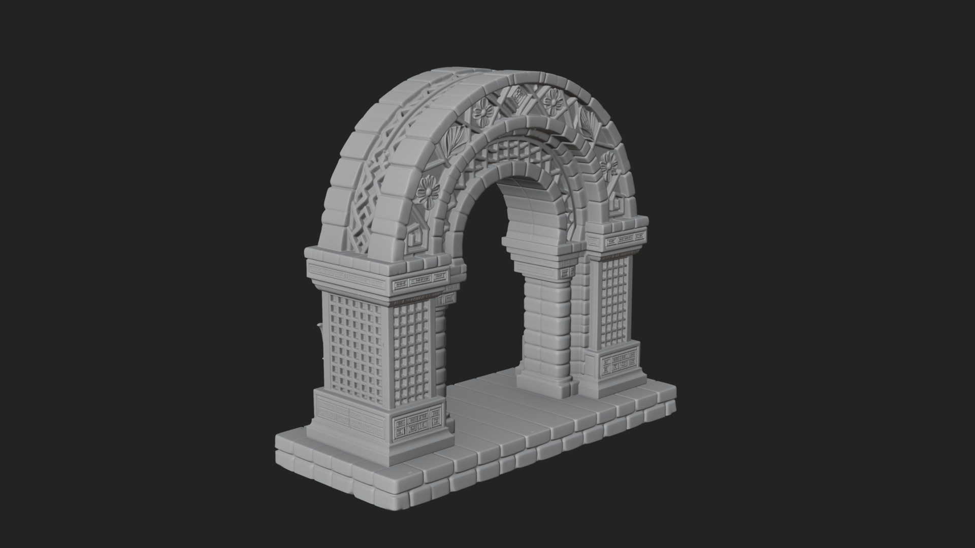 Carved Stone Garden Arch Design 22 3D Print Model 3D Model