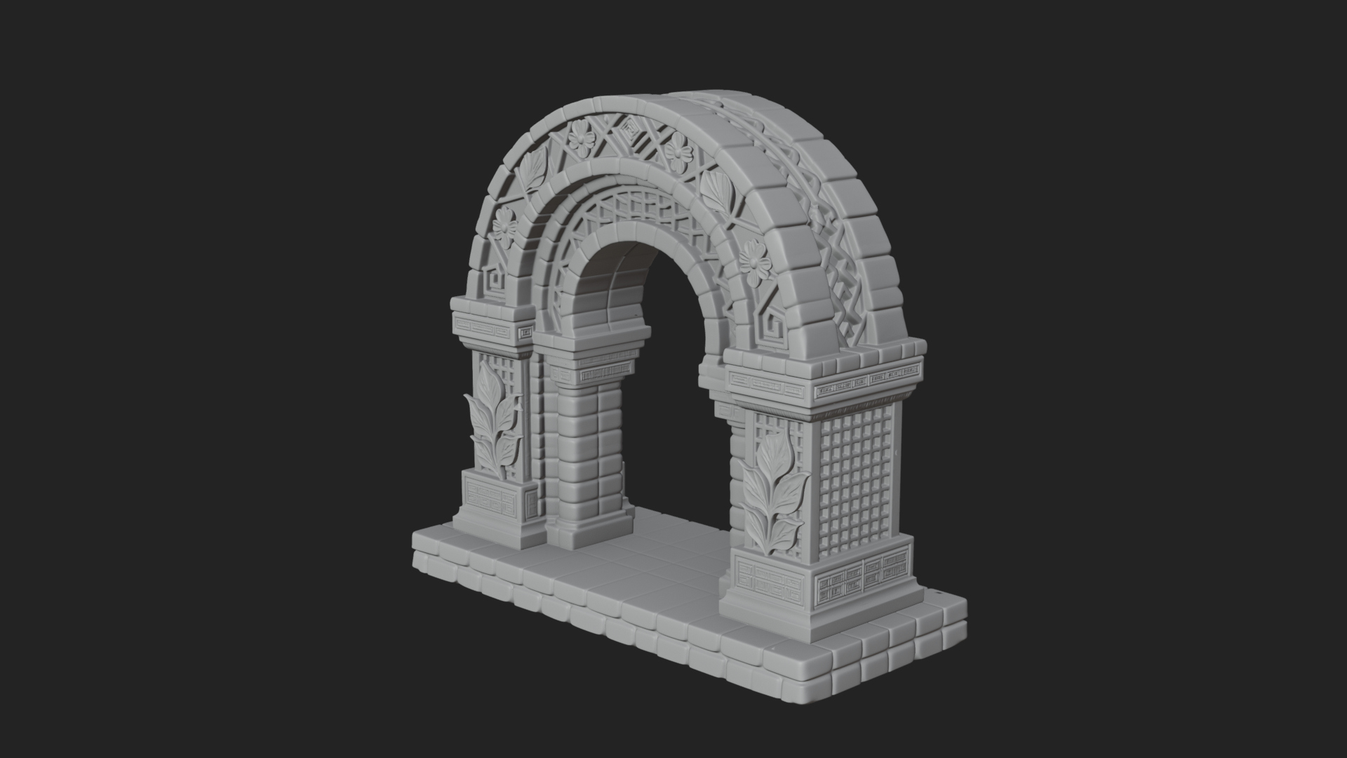 Carved Stone Garden Arch Design 22 3D Print Model 3D Model