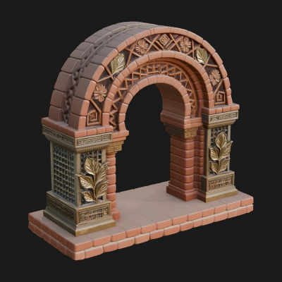 Carved Stone Garden Arch Design 22 3D Print Model