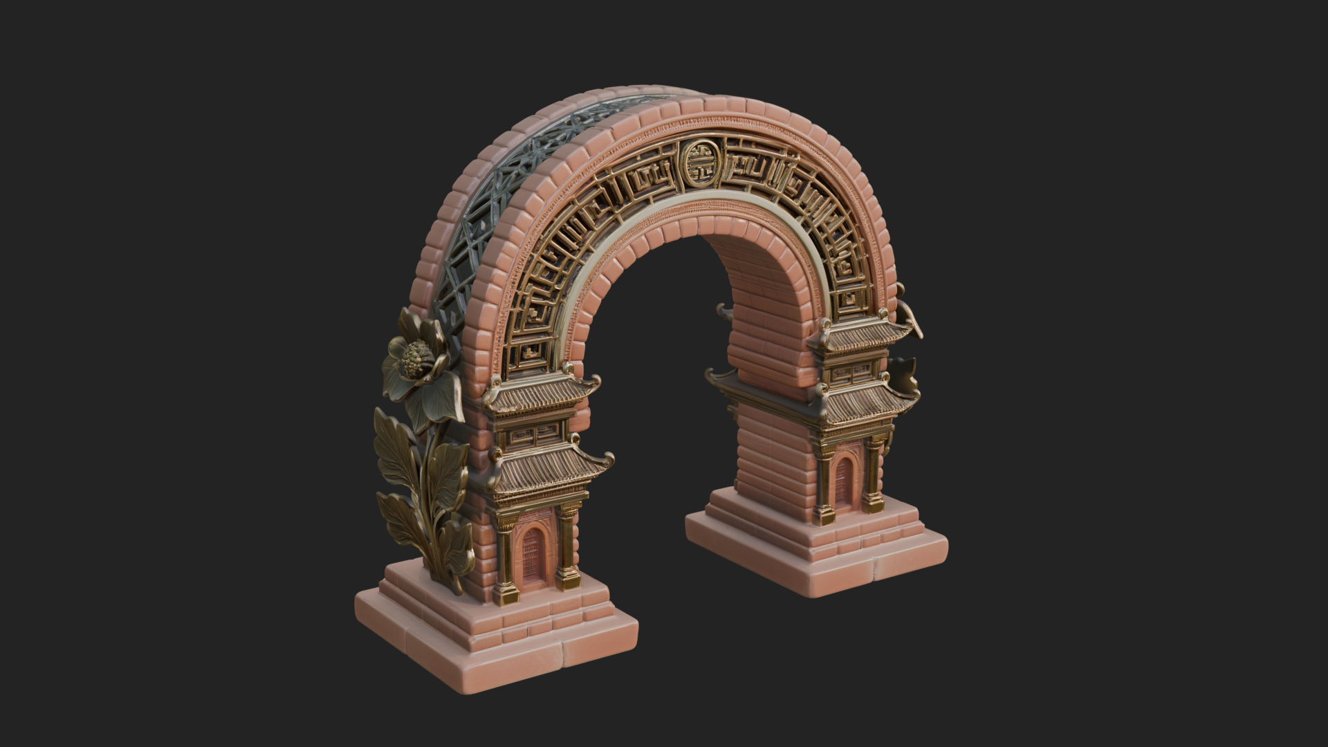 Carved Stone Garden Arch Design 23 3D Print Model 3D Model