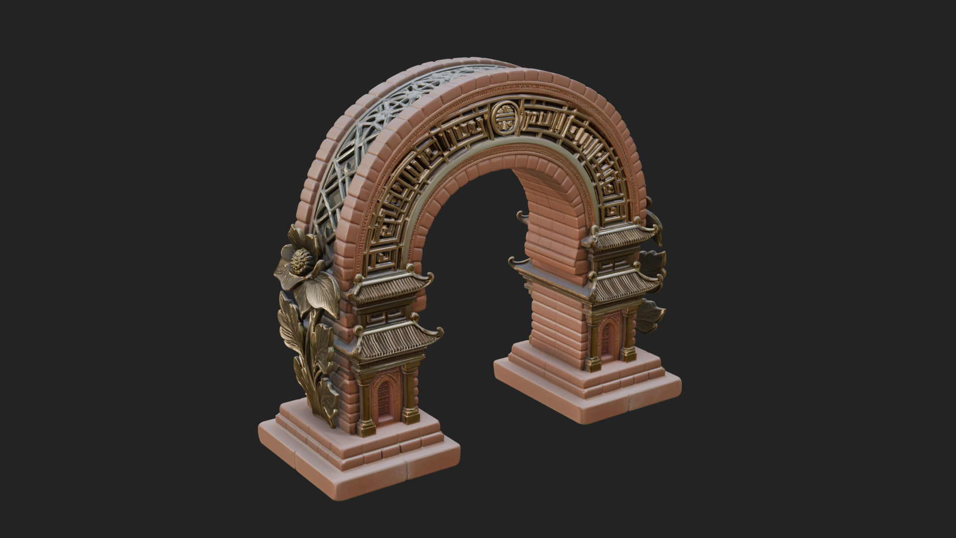 Carved Stone Garden Arch Design 23 3D Print Model 3D Model