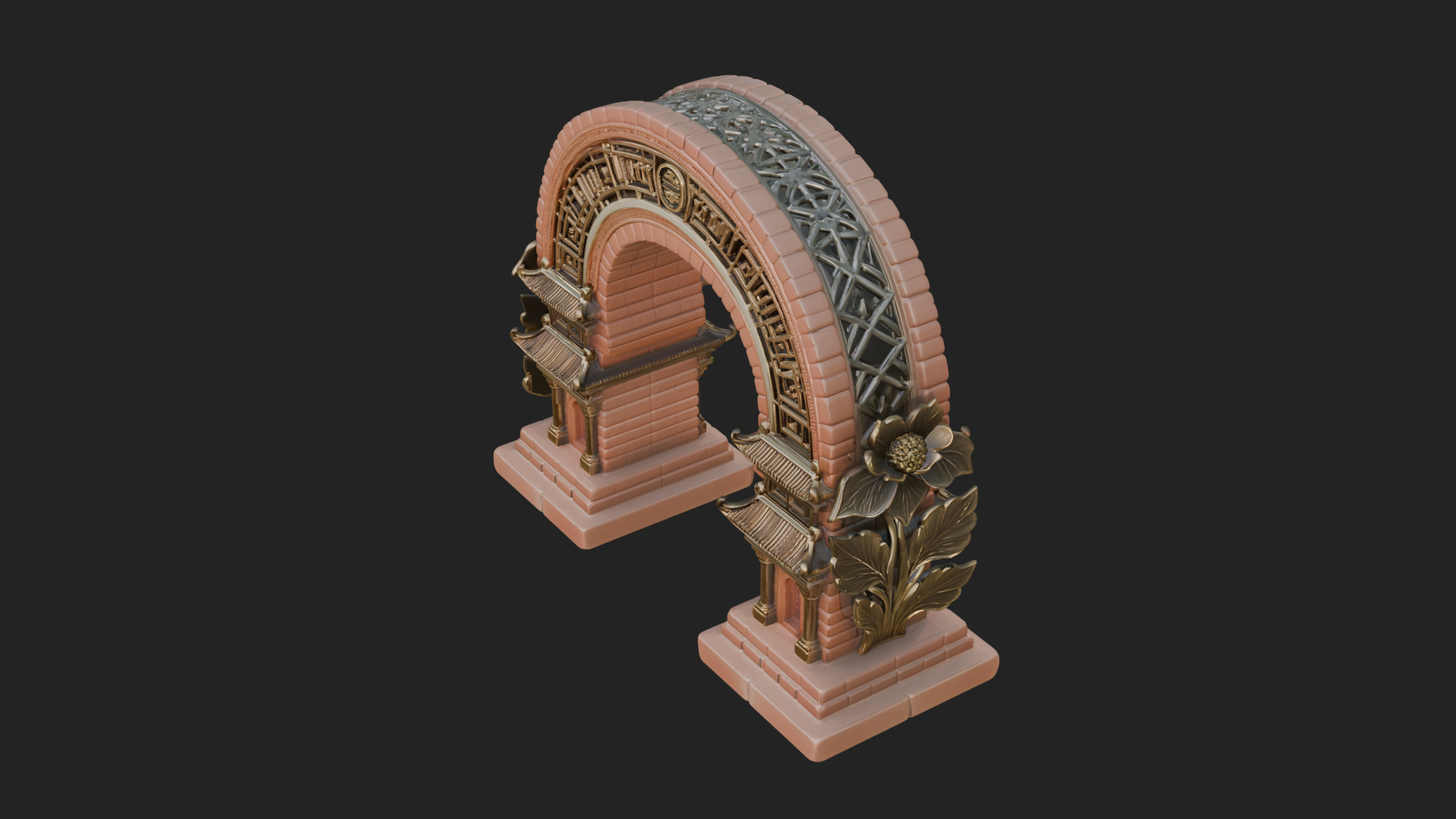 Carved Stone Garden Arch Design 23 3D Print Model 3D Model