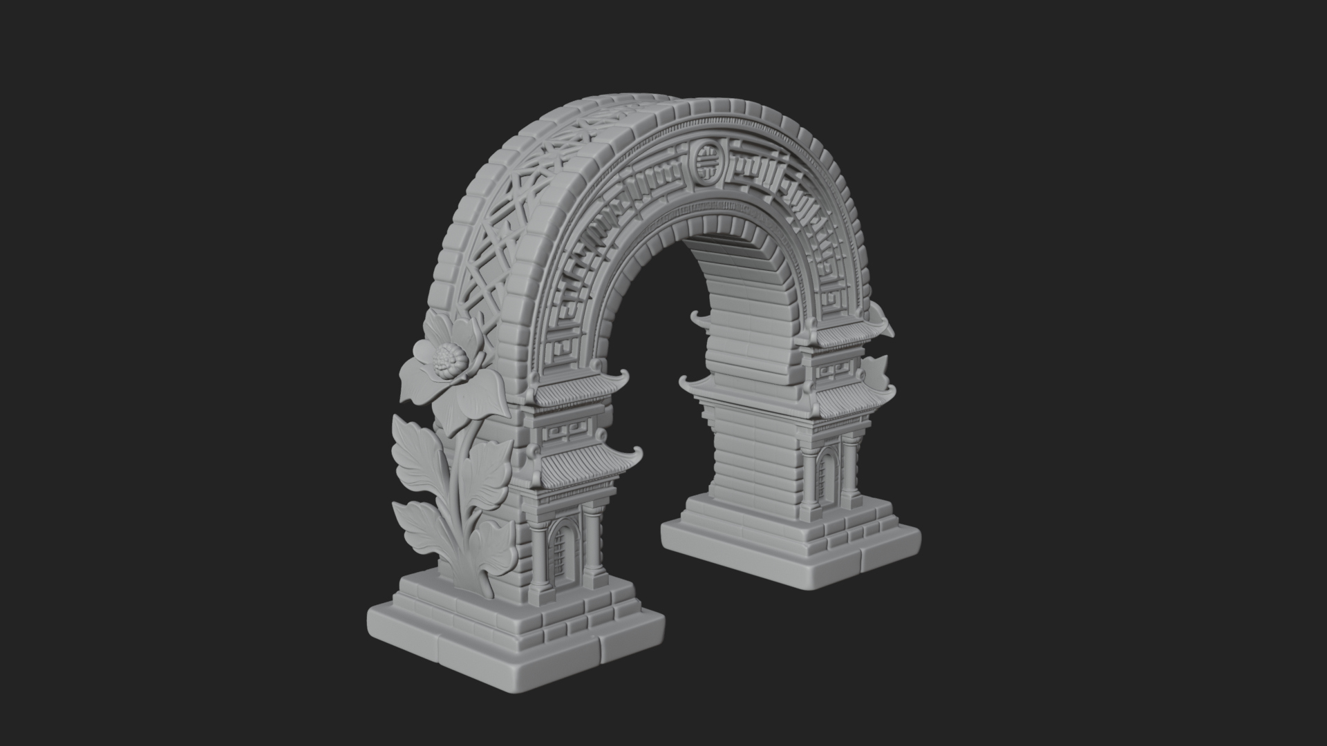 Carved Stone Garden Arch Design 23 3D Print Model 3D Model