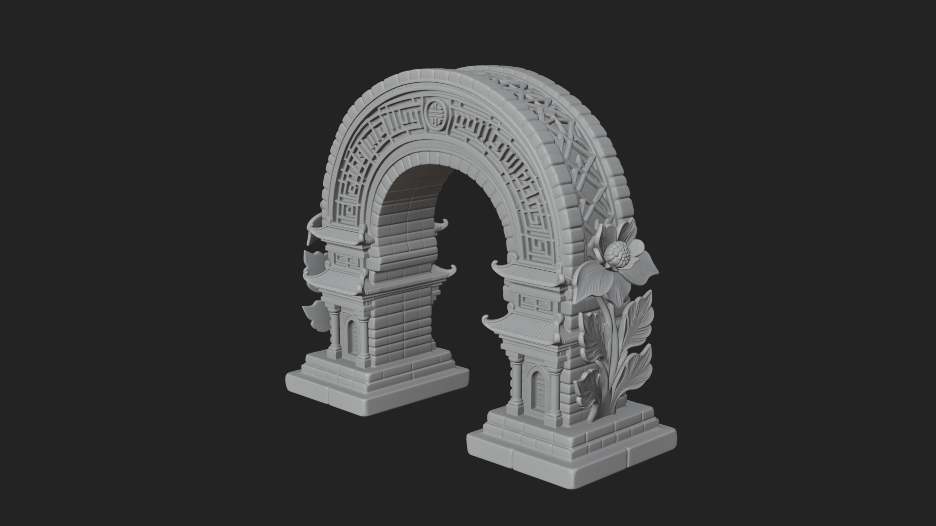 Carved Stone Garden Arch Design 23 3D Print Model 3D Model