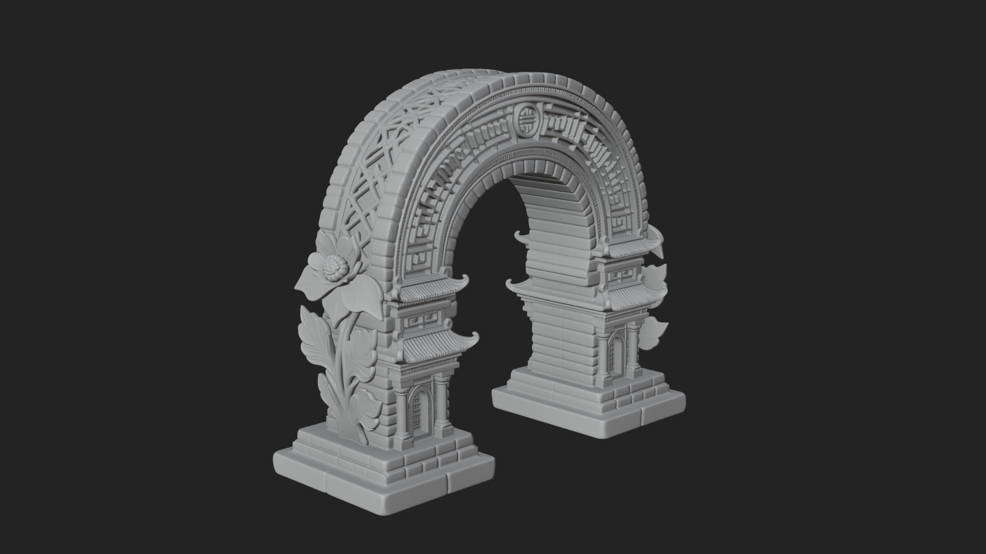 Carved Stone Garden Arch Design 23 3D Print Model 3D Model