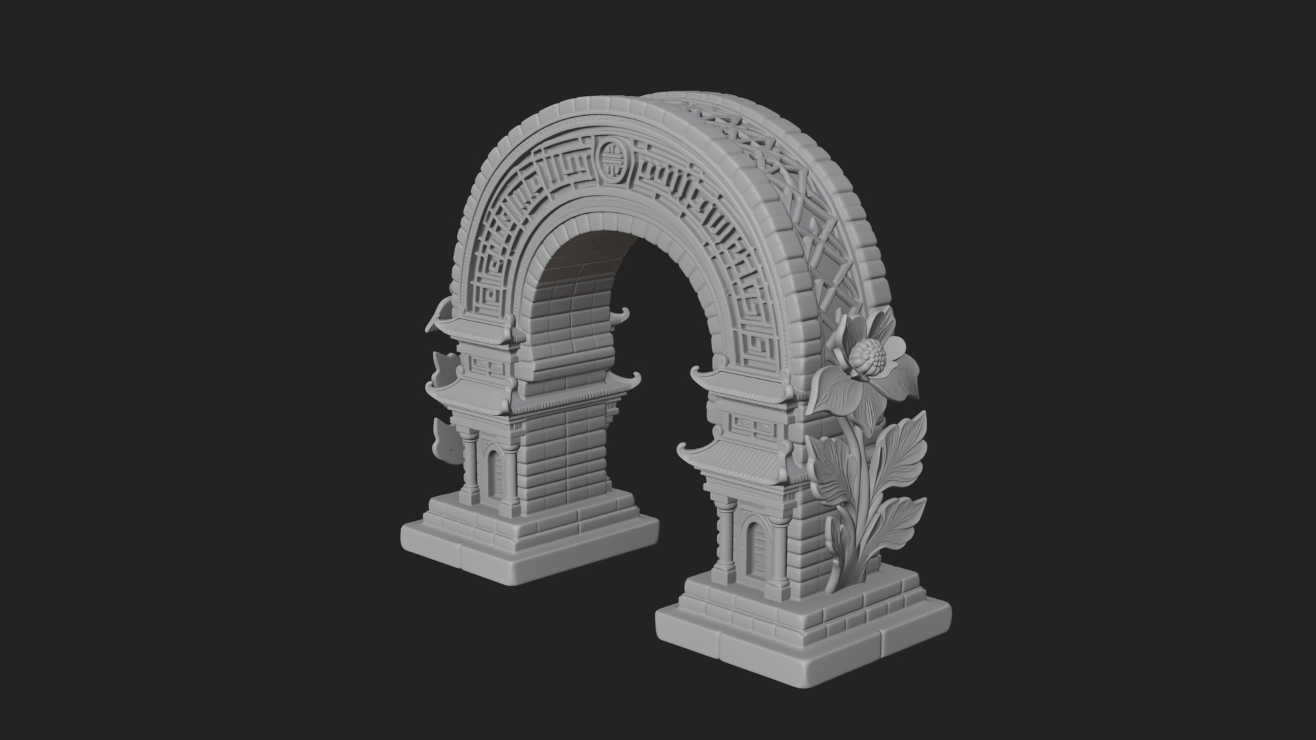 Carved Stone Garden Arch Design 23 3D Print Model 3D Model