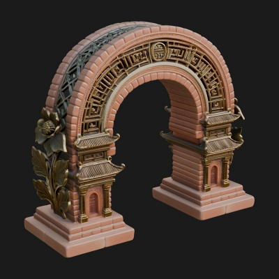 Carved Stone Garden Arch Design 23 3D Print Model