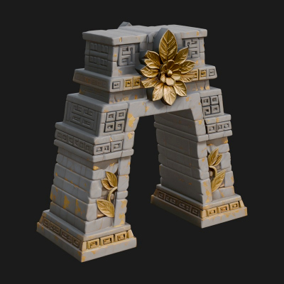 Carved Stone Garden Arch Design 3 3D Print Model