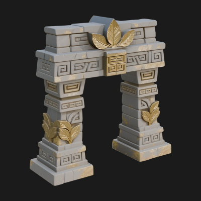 Carved Stone Garden Arch Design 4 3D Print Model