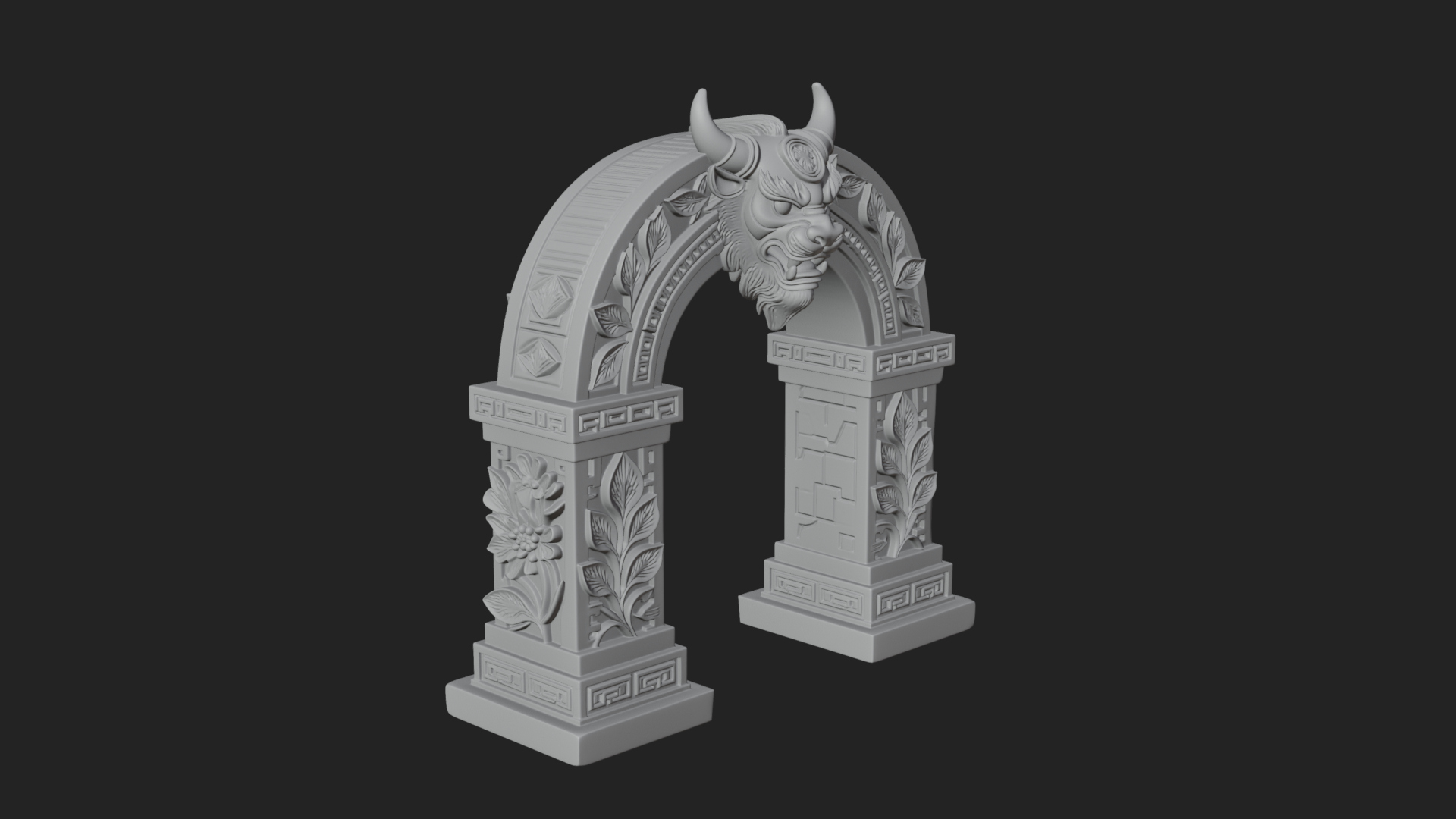 Carved Stone Garden Arch Design 5 3D Print Model 3D Model