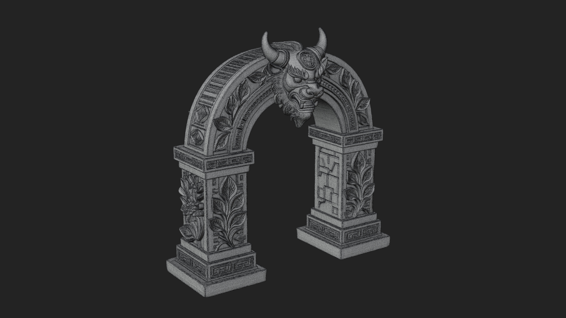 Carved Stone Garden Arch Design 5 3D Print Model 3D Model