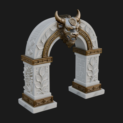 Carved Stone Garden Arch Design 5 3D Print Model