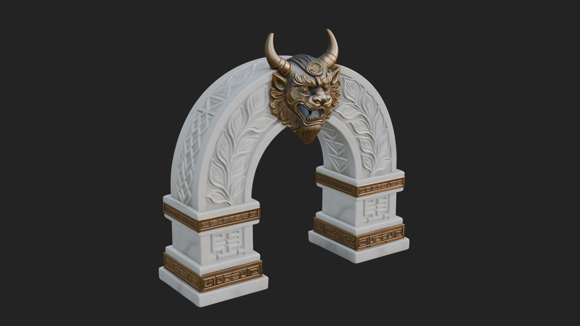 Carved Stone Garden Arch Design 6 3D Print Model 3D Model