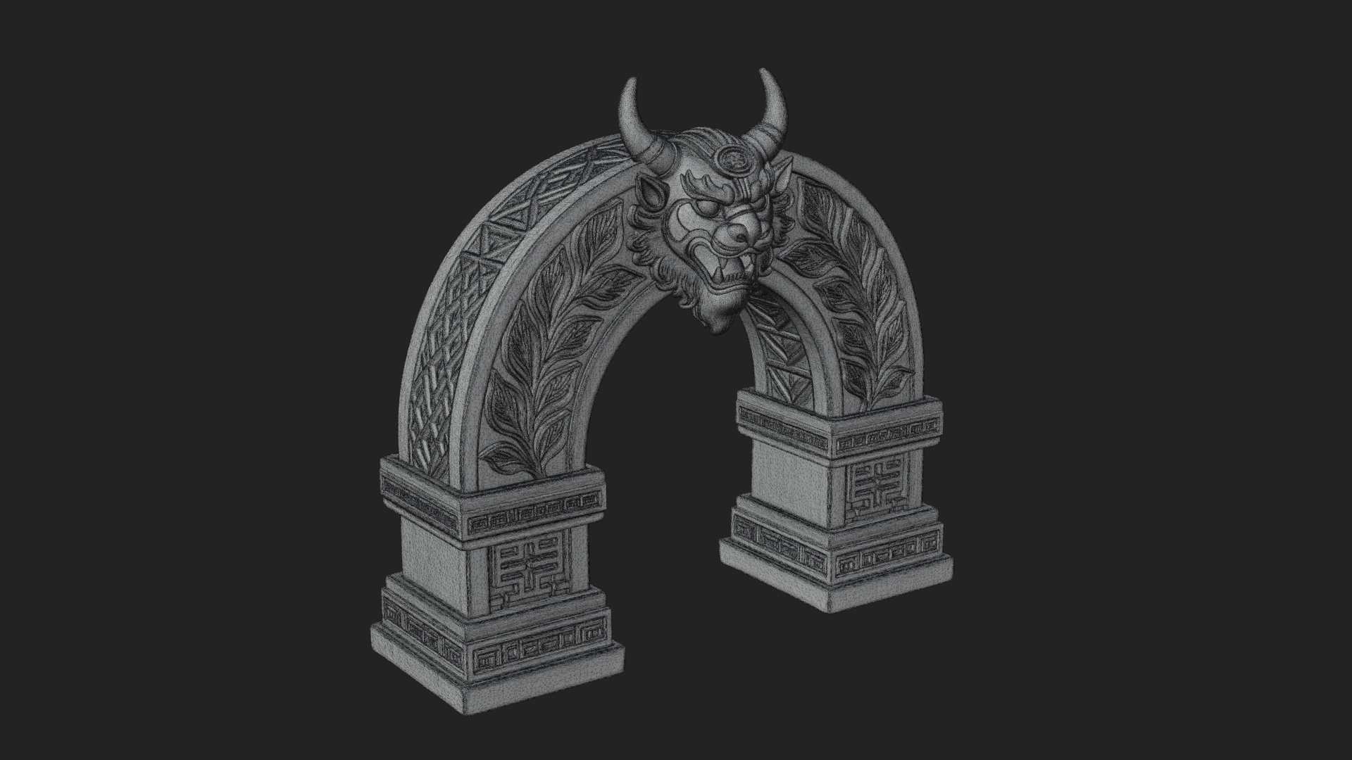 Carved Stone Garden Arch Design 6 3D Print Model 3D Model