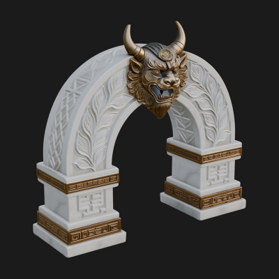 Carved Stone Garden Arch Design 6 3D Print Model