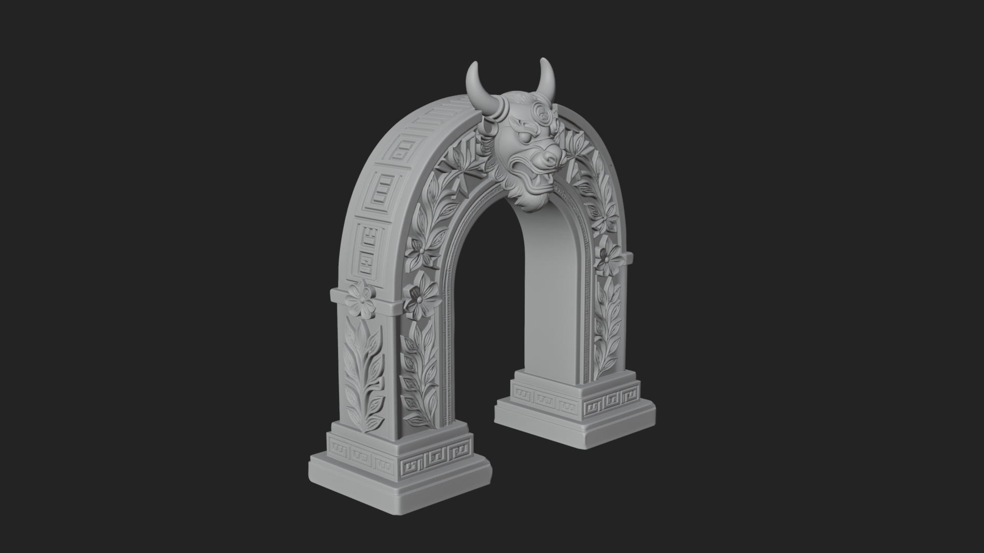 Carved Stone Garden Arch Design 7 3D Print Model 3D Model