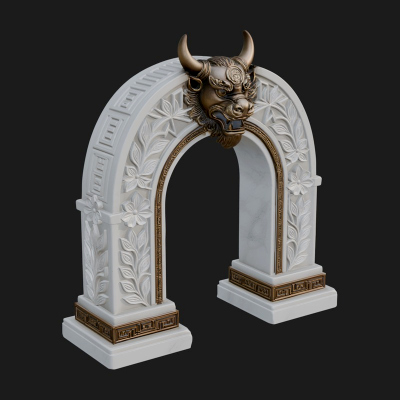 Carved Stone Garden Arch Design 7 3D Print Model