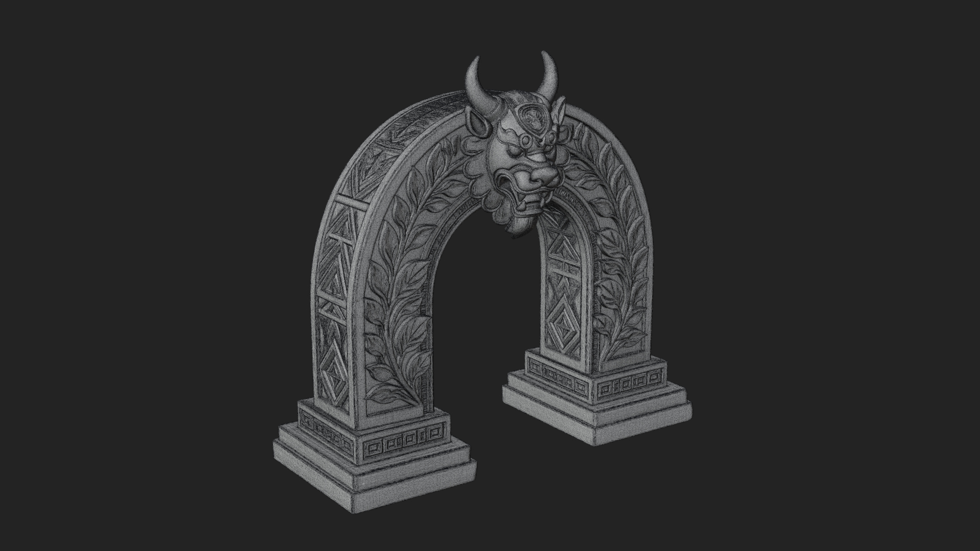Carved Stone Garden Arch Design 8 3D Print Model 3D Model