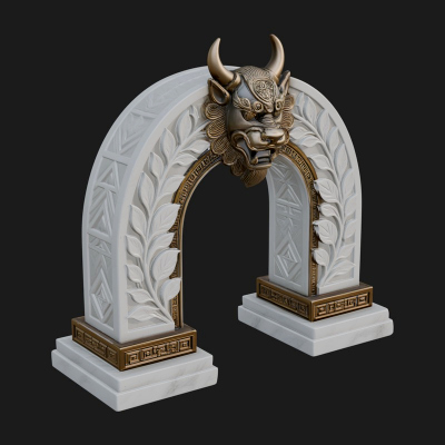 Carved Stone Garden Arch Design 8 3D Print Model