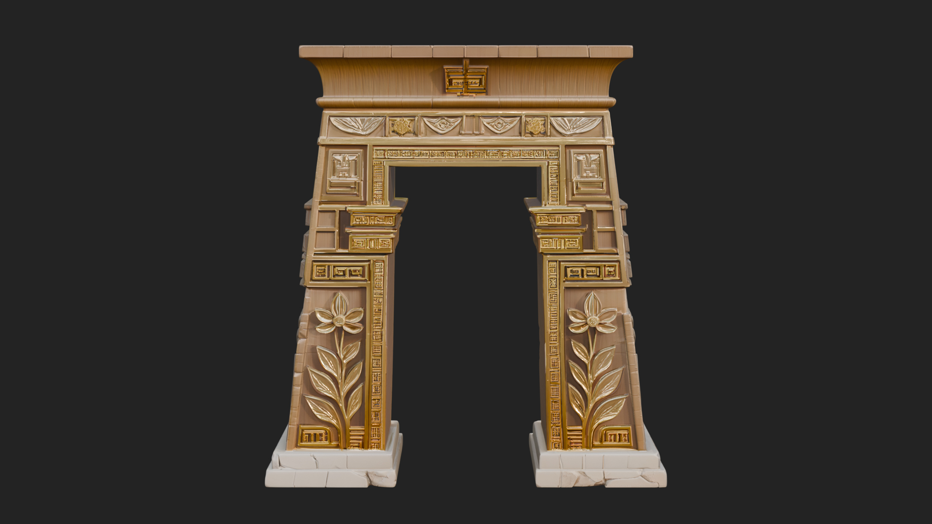 Carved Temple Doorway Arch Design 1 3D Print Model 3D Model