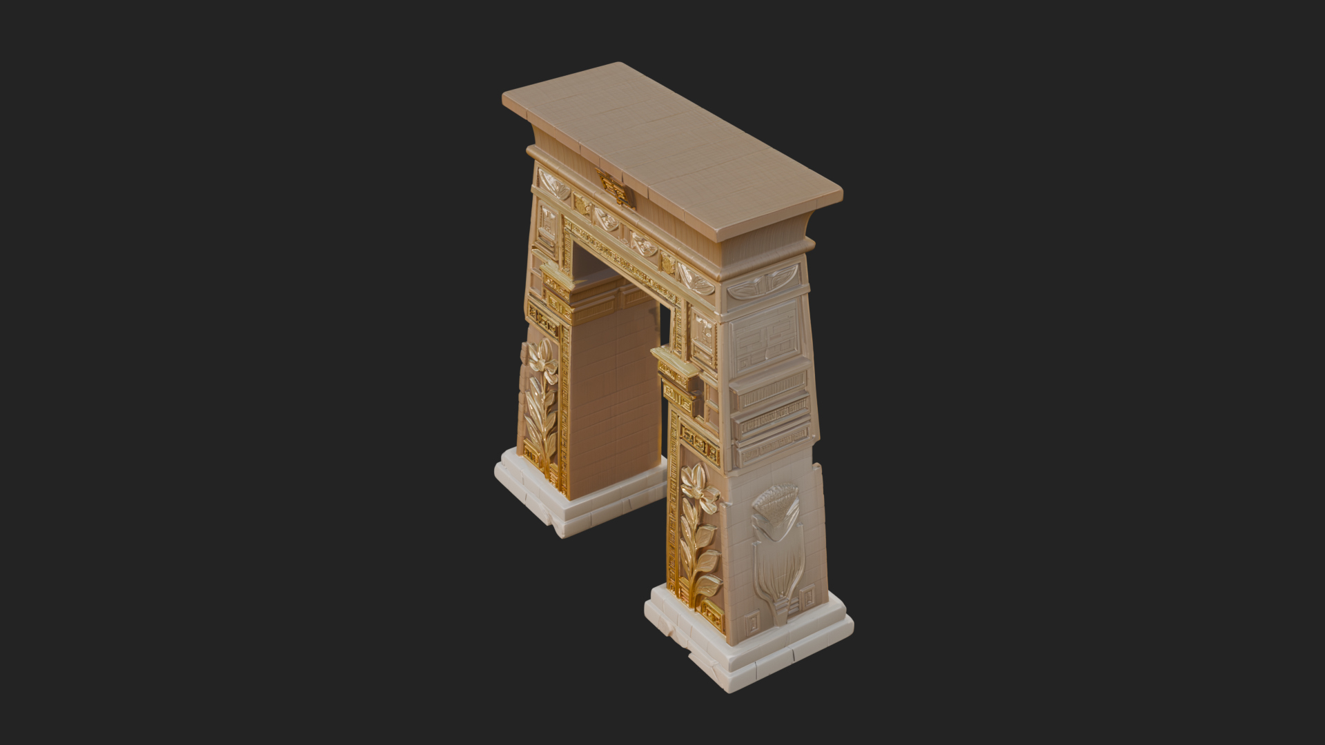 Carved Temple Doorway Arch Design 1 3D Print Model 3D Model