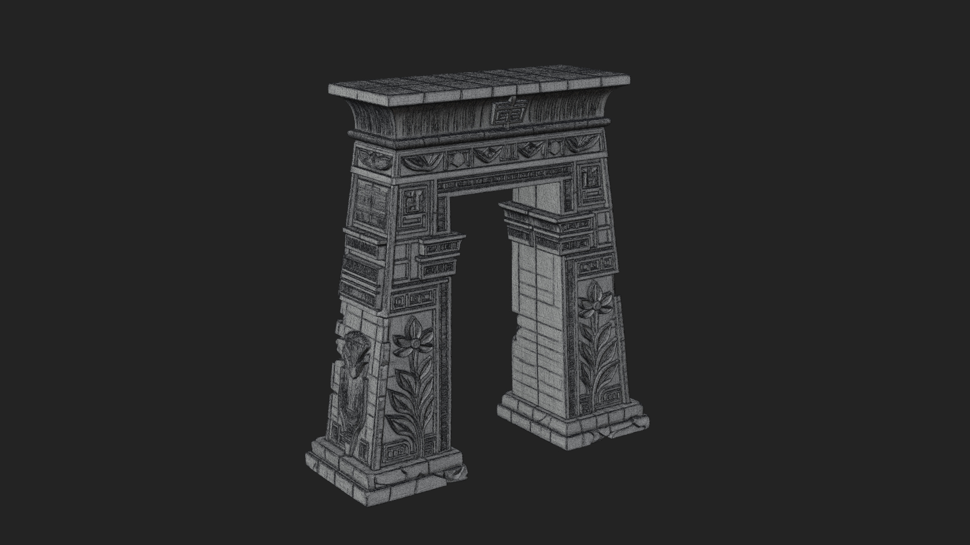Carved Temple Doorway Arch Design 1 3D Print Model 3D Model