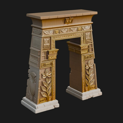 Carved Temple Doorway Arch Design 1 3D Print Model