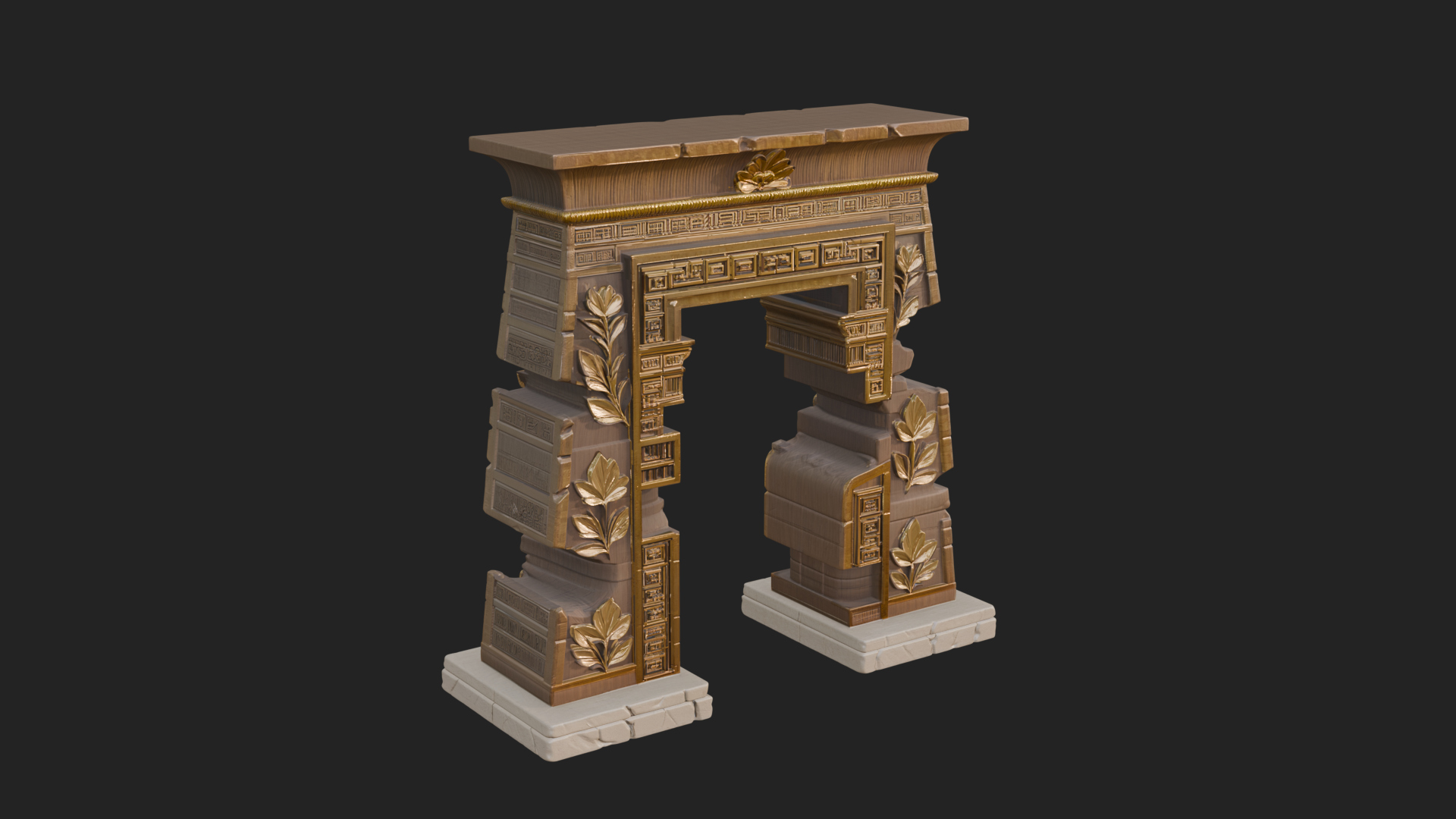 Carved Temple Doorway Arch Design 2 3D Print Model 3D Model
