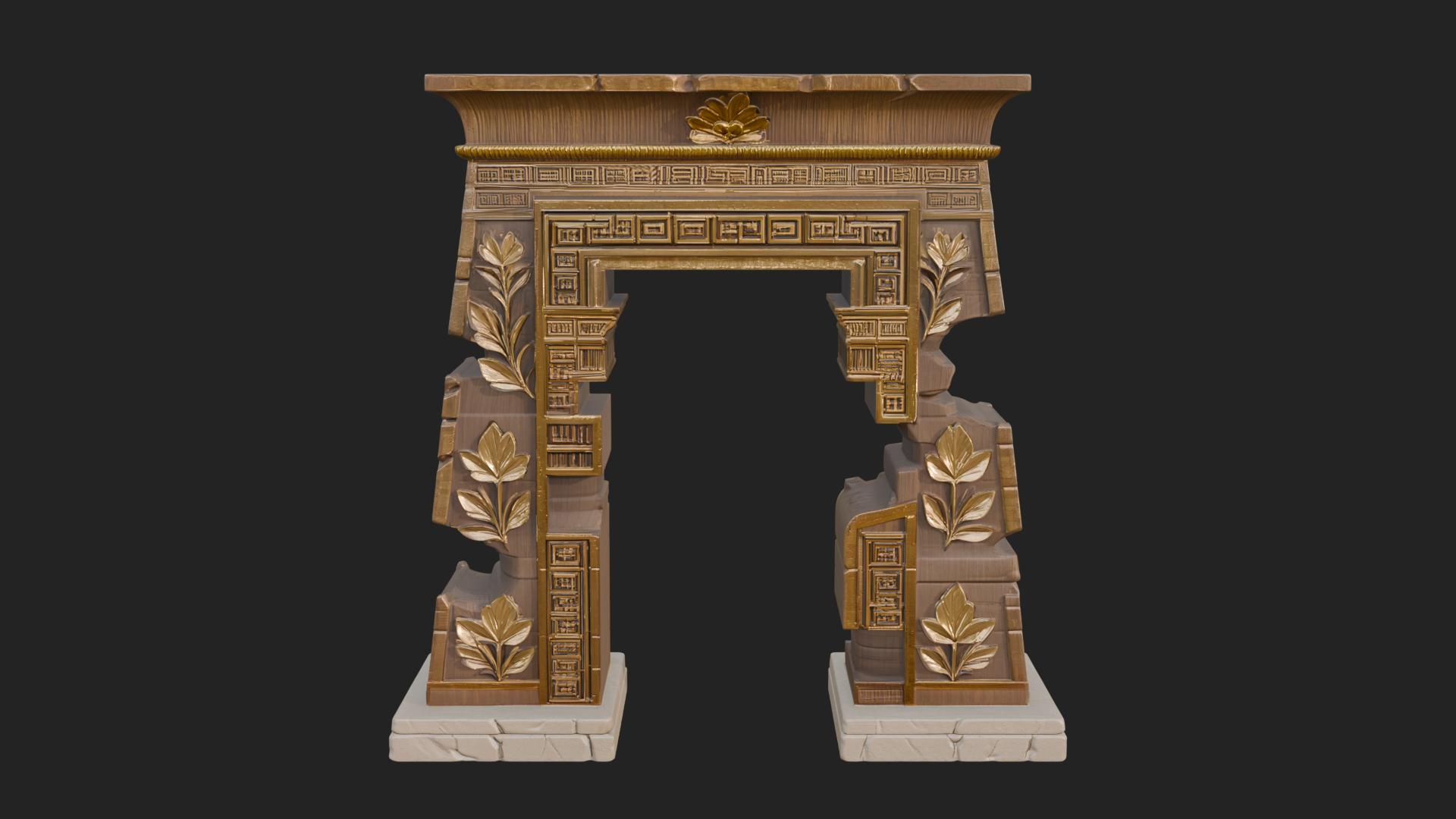 Carved Temple Doorway Arch Design 2 3D Print Model 3D Model