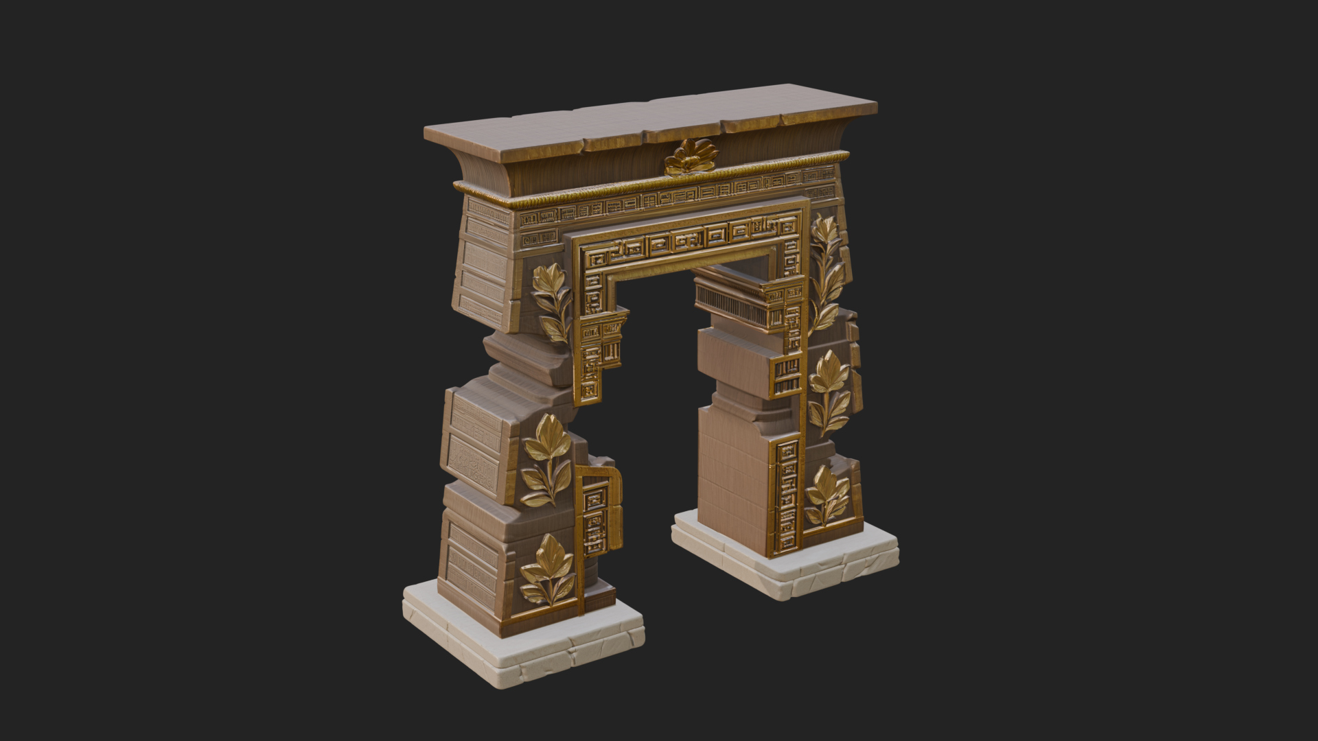 Carved Temple Doorway Arch Design 2 3D Print Model 3D Model