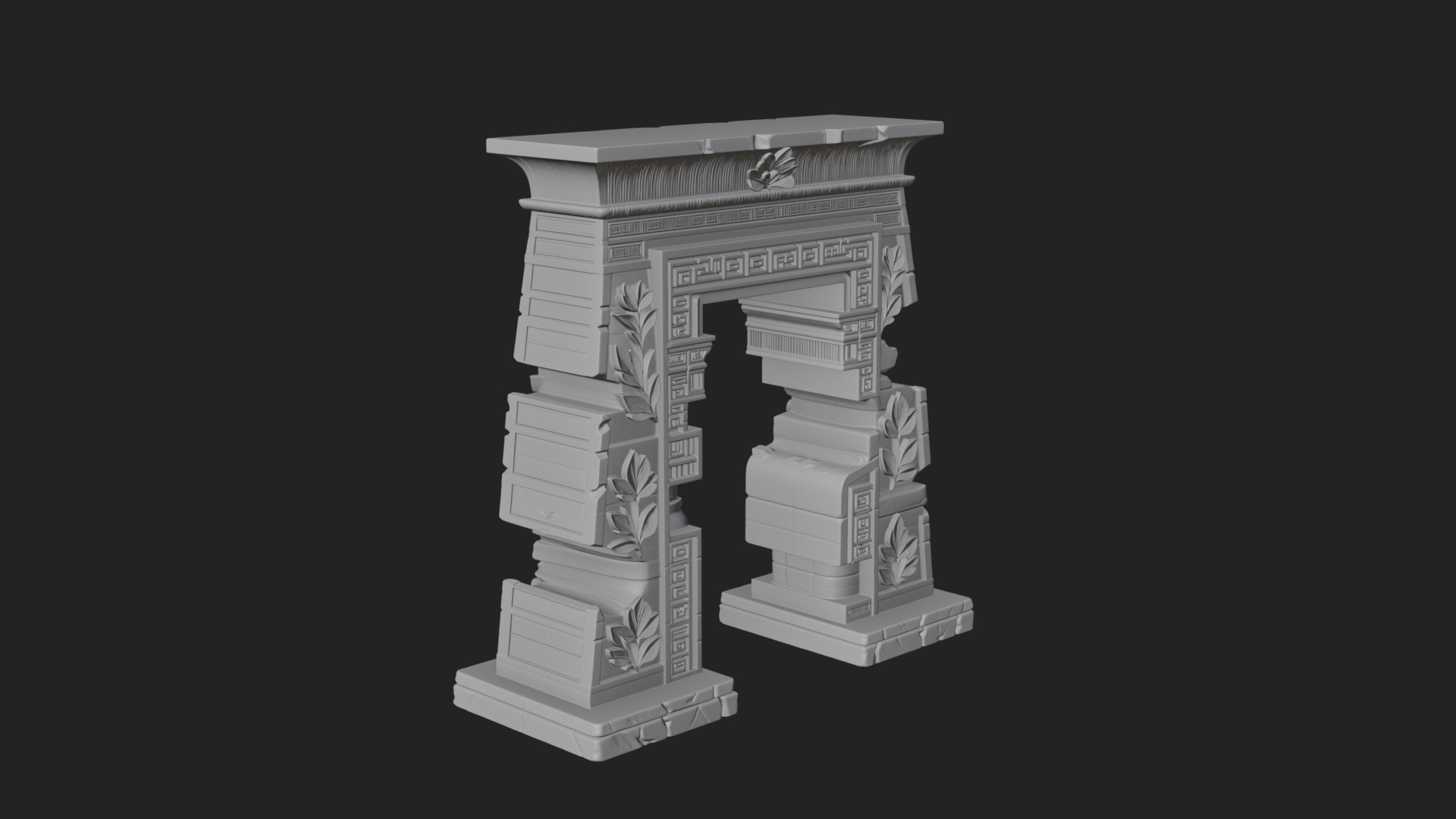 Carved Temple Doorway Arch Design 2 3D Print Model 3D Model