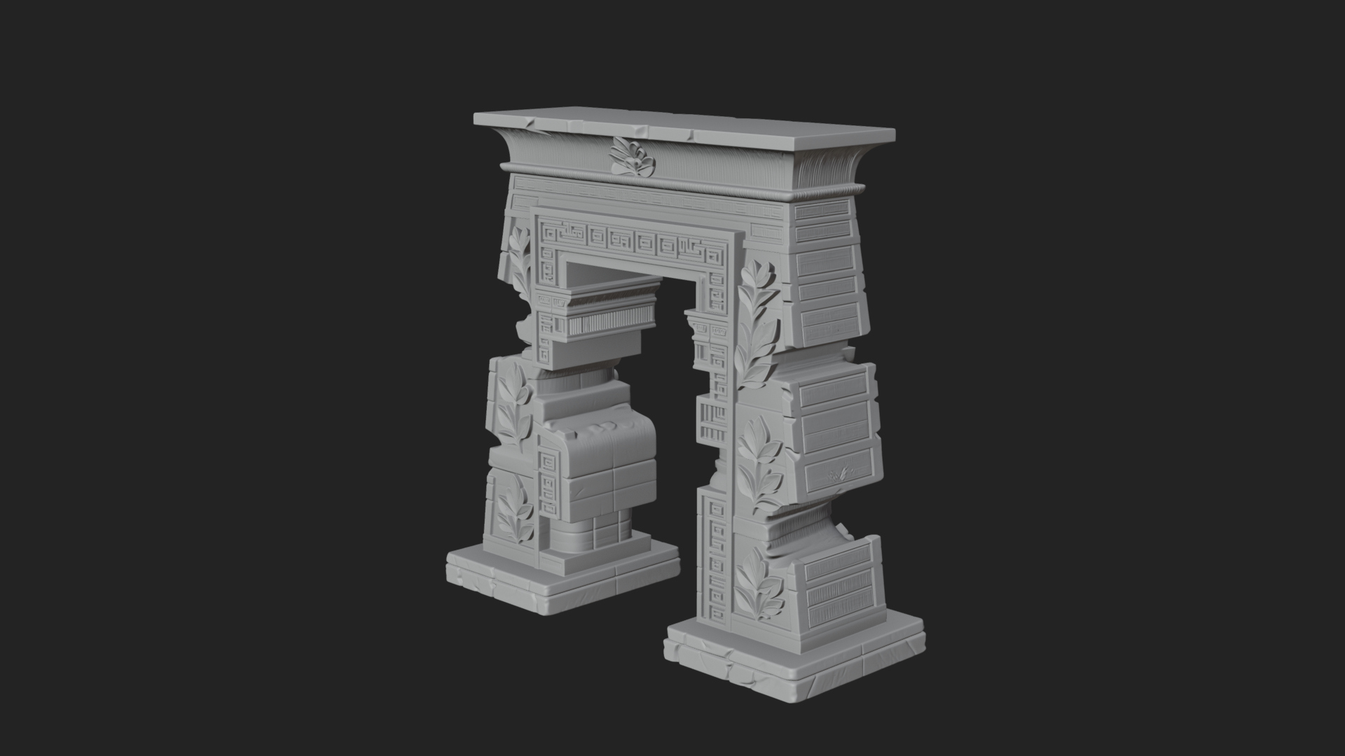 Carved Temple Doorway Arch Design 2 3D Print Model 3D Model