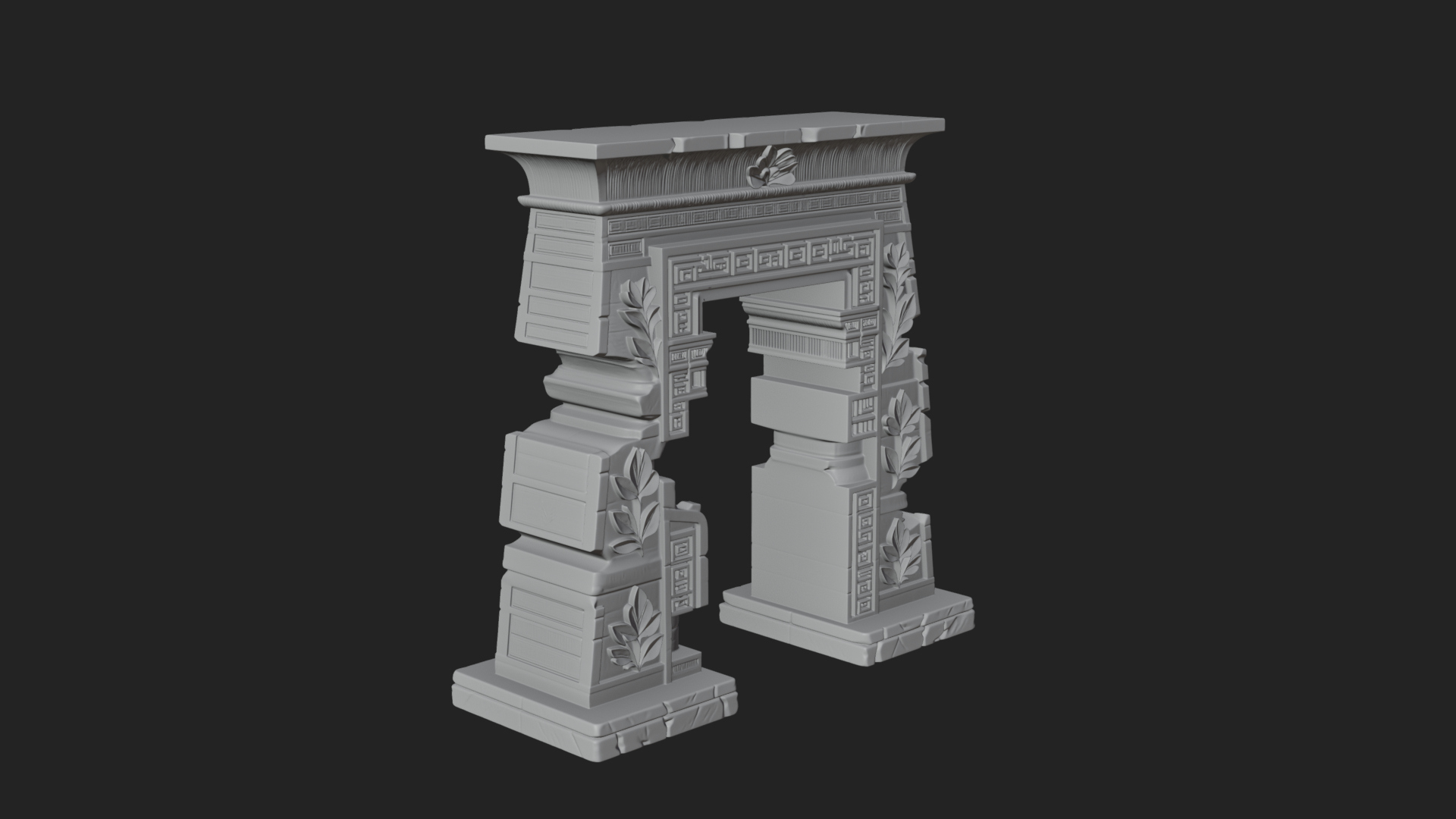 Carved Temple Doorway Arch Design 2 3D Print Model 3D Model