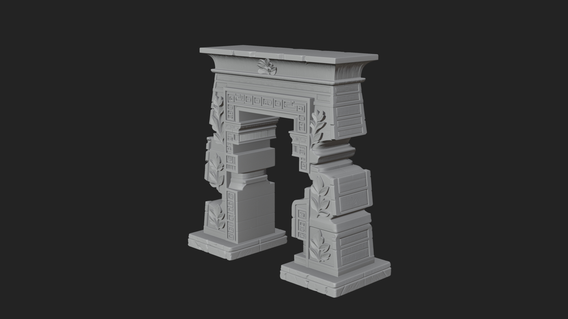 Carved Temple Doorway Arch Design 2 3D Print Model 3D Model