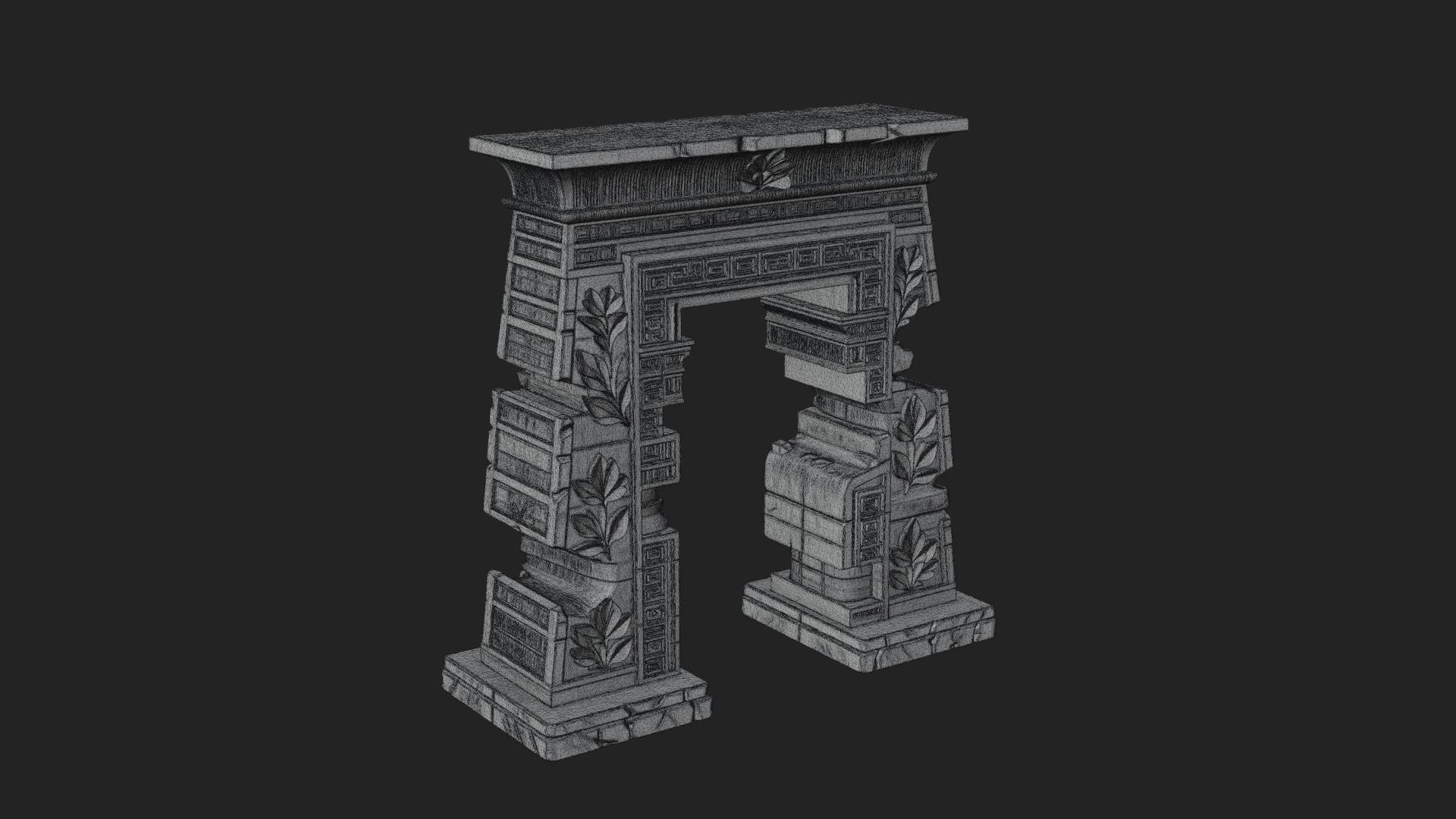 Carved Temple Doorway Arch Design 2 3D Print Model 3D Model