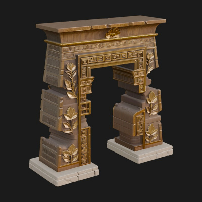 Carved Temple Doorway Arch Design 2 3D Print Model